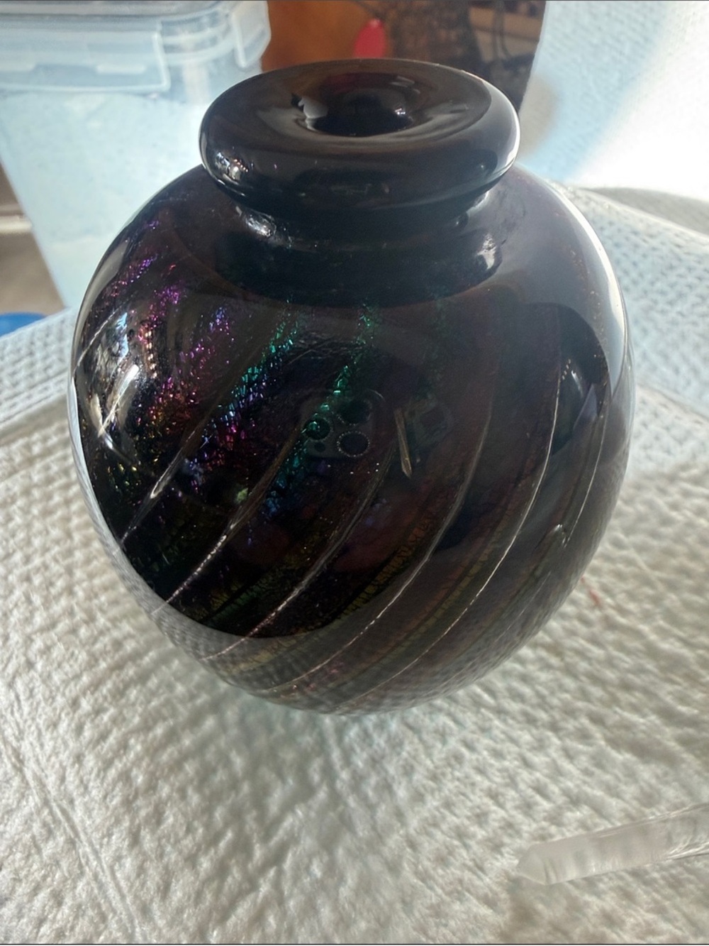 Robert Eickholt 1989 Signed Art Glass Perfume Bottle Iridescent Dichroic - Picture 6 of 8